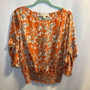 Michael Kors Orange & White Blouse Women’s Size Medium